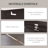 Scrivania Moderna Pieghevole con Libreria e Lavagna, in Legno e Metallo, 98x51x153 cm, Marrone