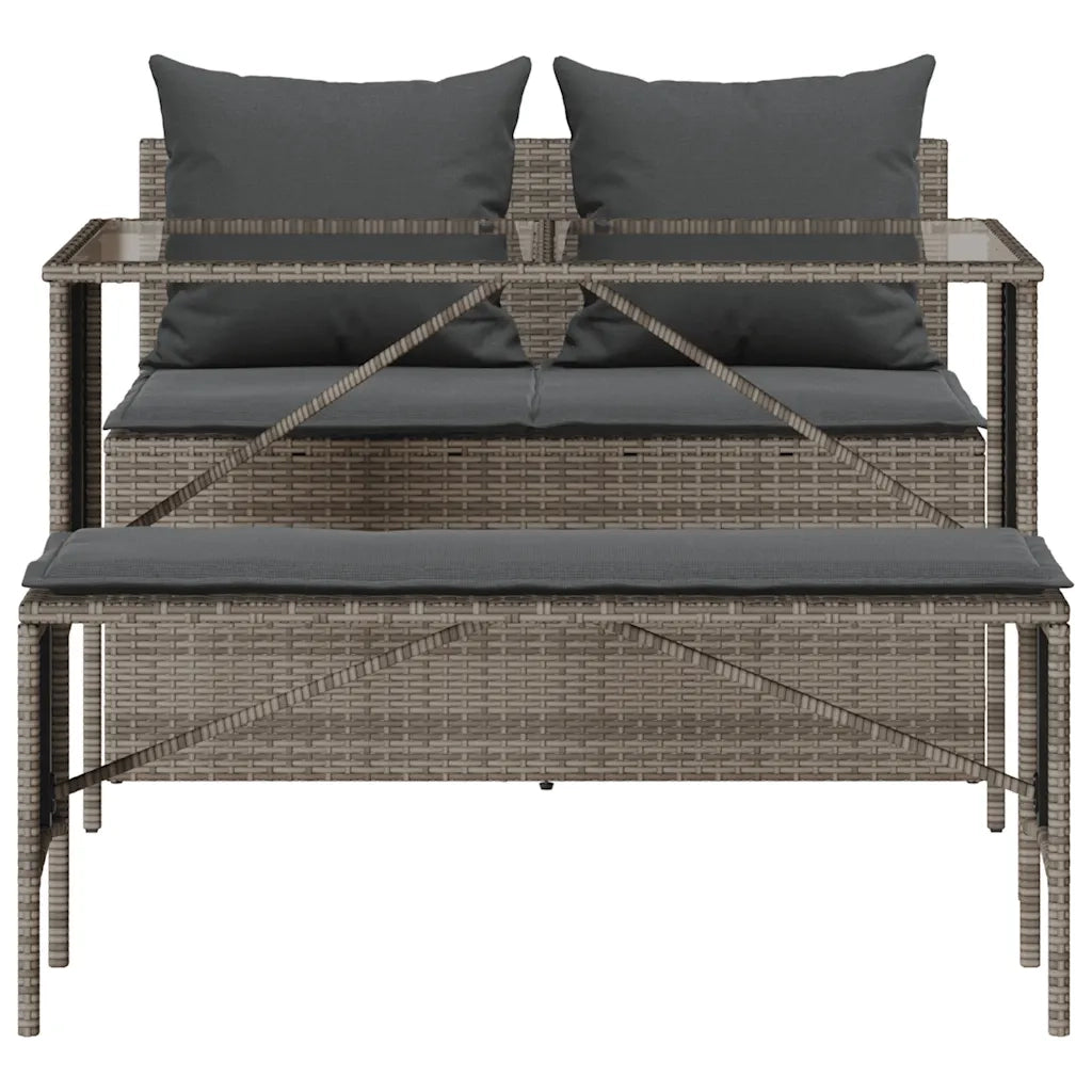 vidaXL Set da Pranzo da Giardino 3 pz con Cuscini in Polyrattan Grigio