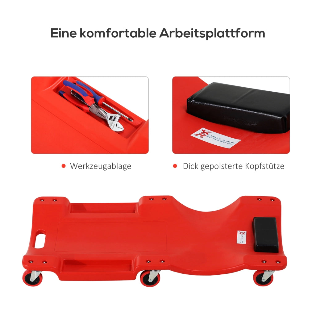 Tavolo da lavoro con ruote ¨C zephmum ¨C 100x48x12 cm Rosso