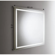 Specchio da Parete Retroilluminato a LED 100X70 cm spessoer 4 mm con Telaio Bianco in Plastica