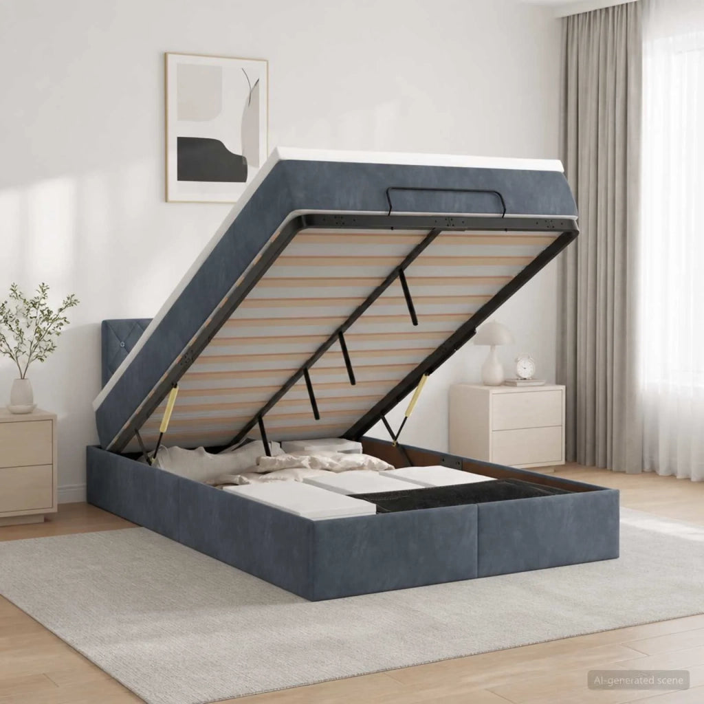 Letto ottomano con materasso Grigio Scuro 120 x 190 cm Velluto 3457636