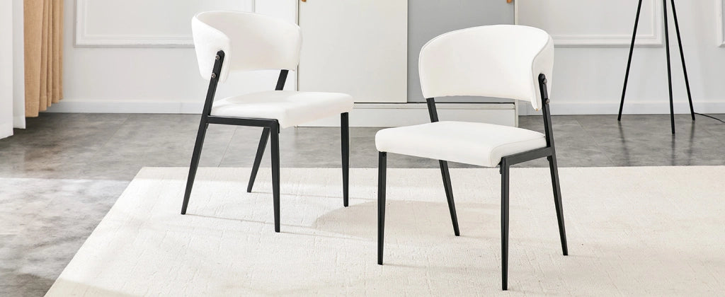 SEDIA da pranzo moderna Set da 2 in PU bianco con struttura in metallo