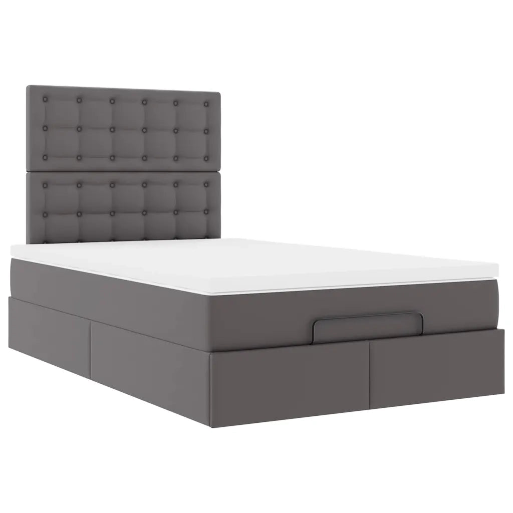 Struttura Letto Pouf con Materasso Grigio 120x190 cm Similpelle 3312994