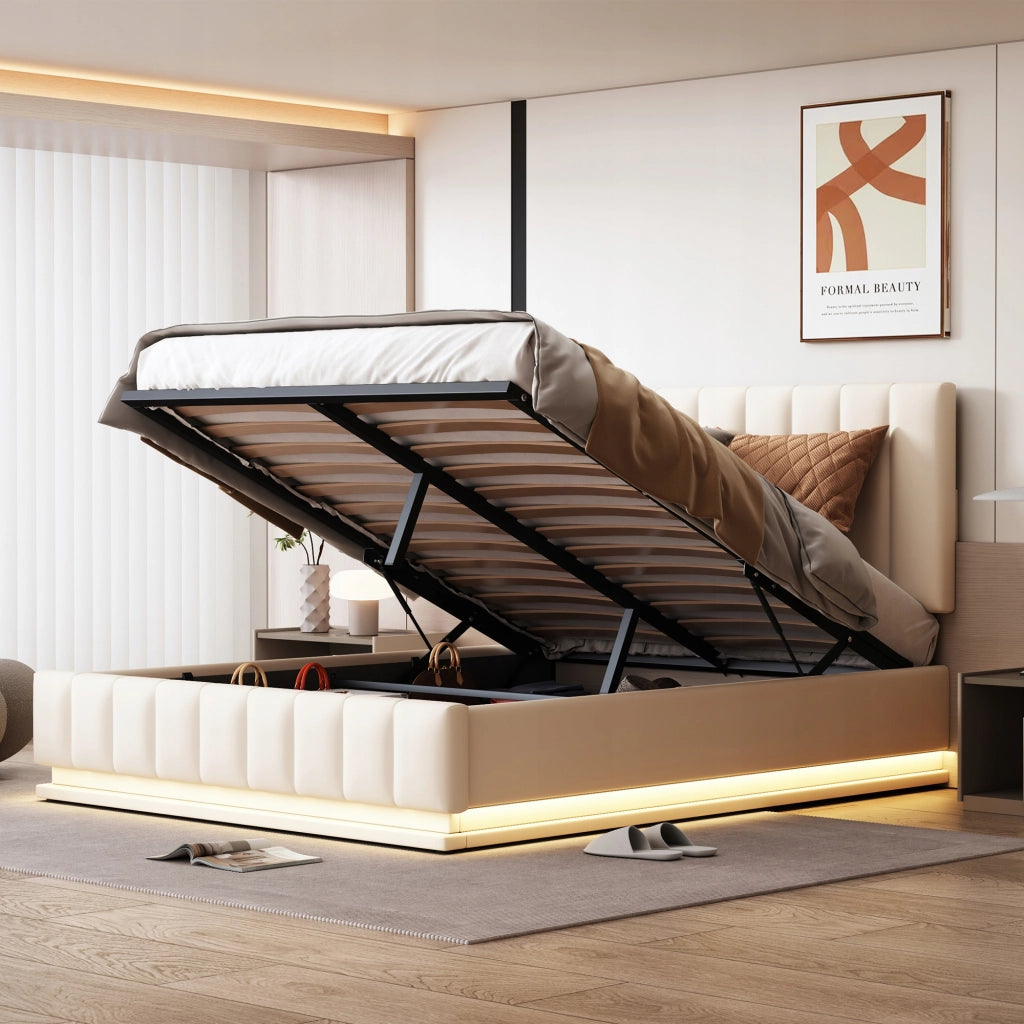 Letto matrimoniale 140x200 - Xylo - LED idraulico bianco senza materasso