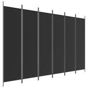 Divisorio a 6 Pannelli-Set di 6 pannelli Paravento Nero 300x200 cm in Tessuto
