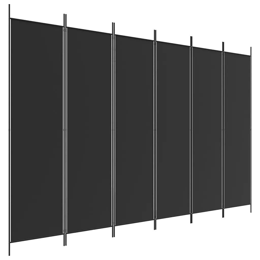 Divisorio a 6 Pannelli-Set di 6 pannelli Paravento Nero 300x200 cm in Tessuto