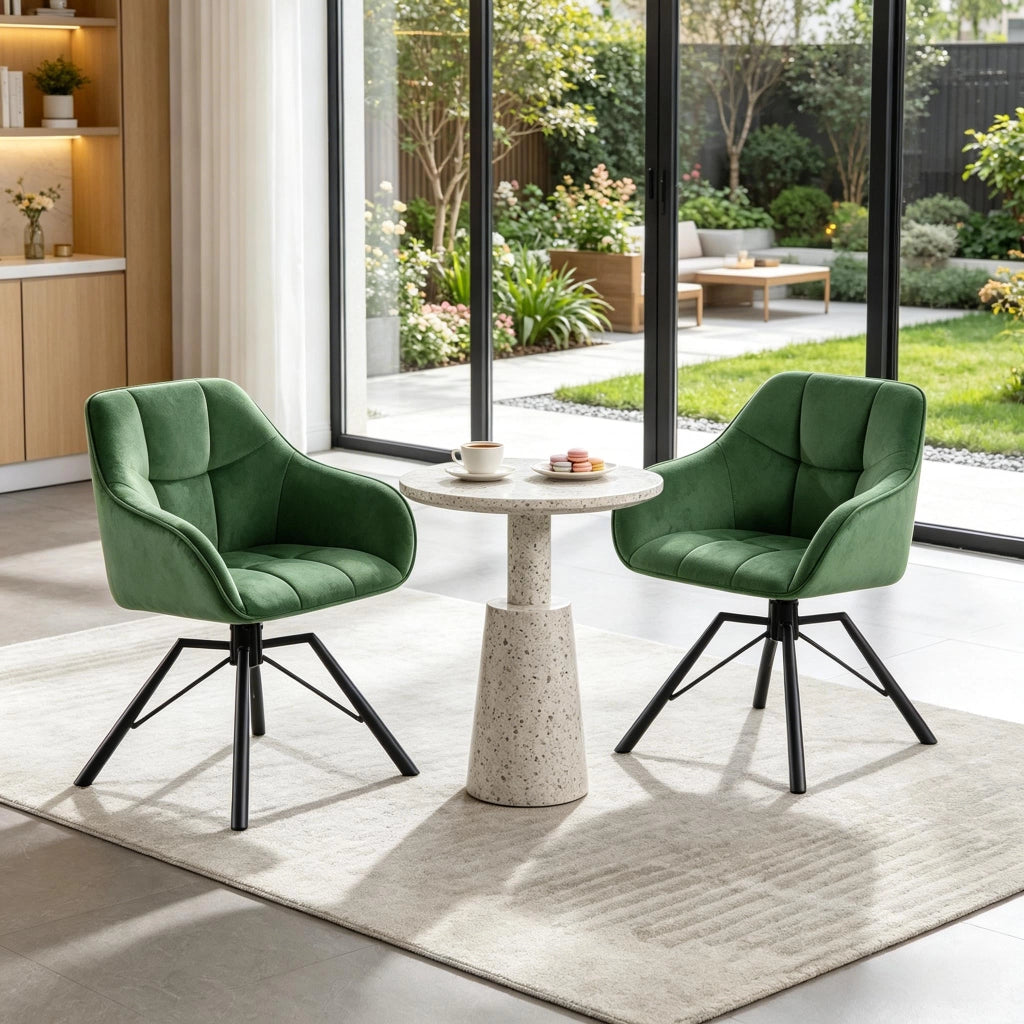 SEDIA girevole da pranzo 58,5x82,5x54,5 cm verde scuro Set da 2 pezzi