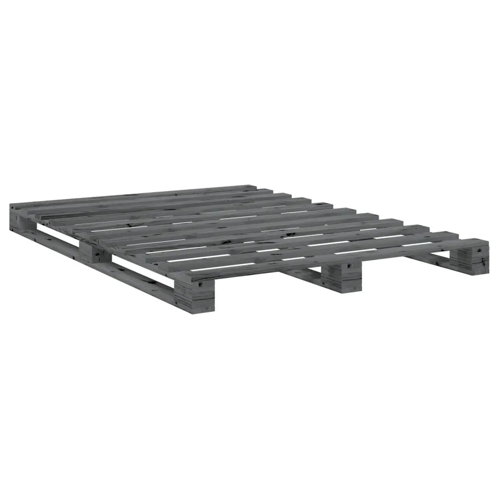 Giroletto senza Materasso Grigio 160x200 cm Legno Massello Pino 3281583