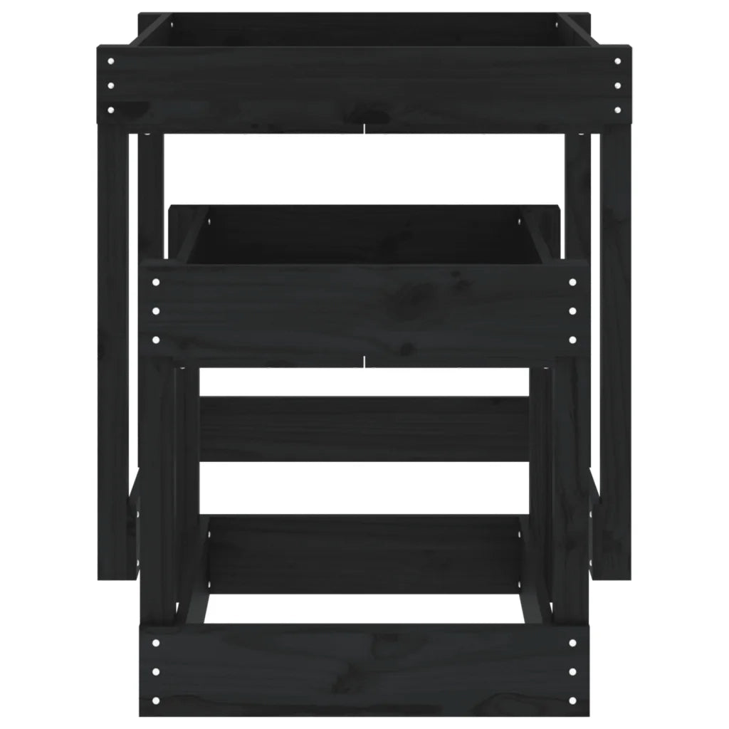 Tavoli Sabbiere 2 pz Neri in Legno Massello di Pino CFW3325396