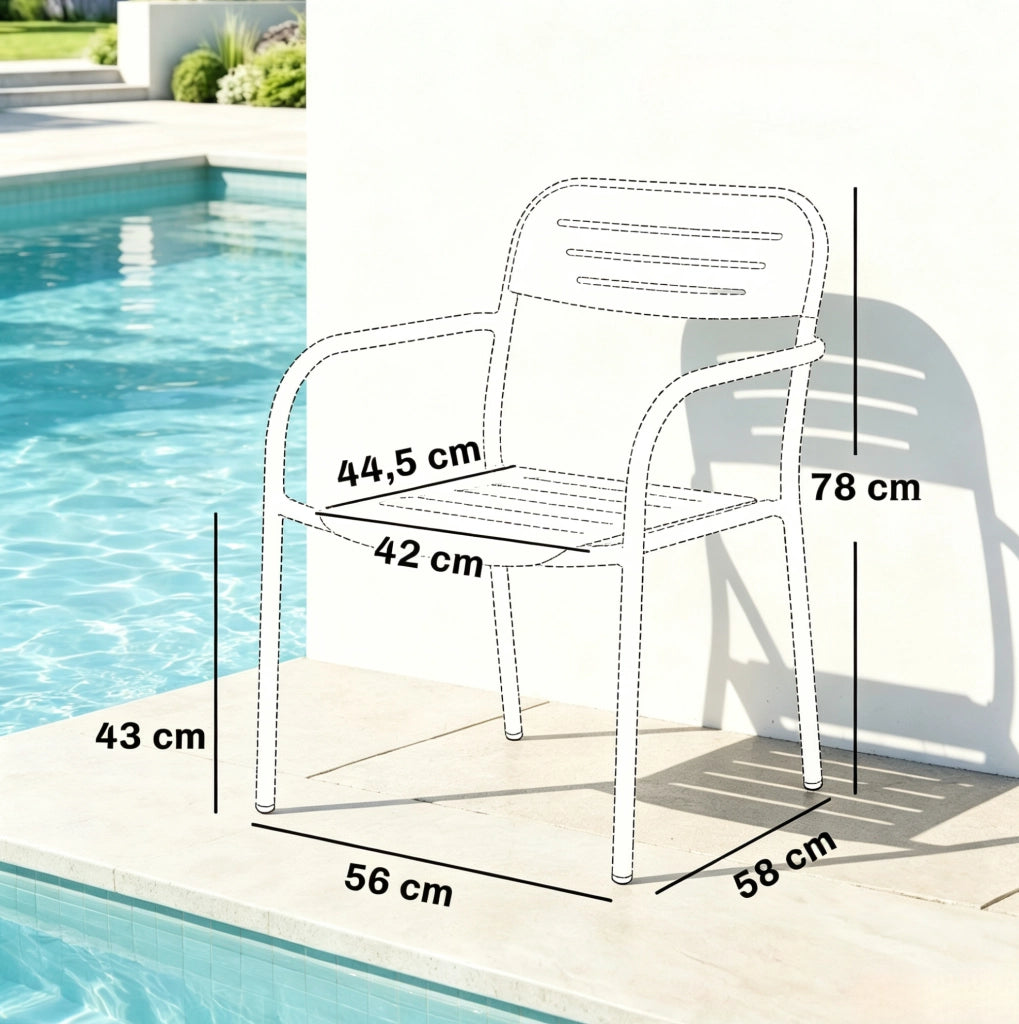 Set di 2 sedie da giardino impilabili in metallo verde 56 x 58 x 78 cm