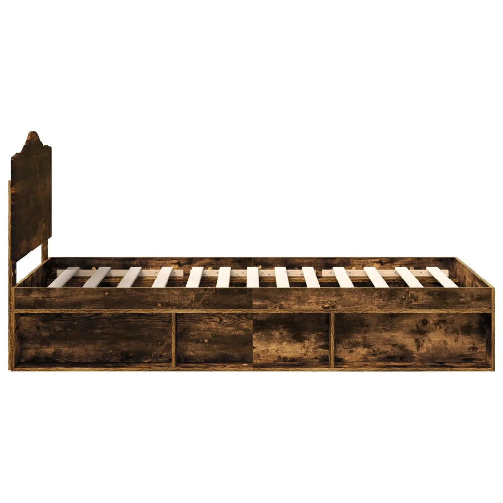 Struttura del letto Rovere fumé 100 x 200 cm Pino massello