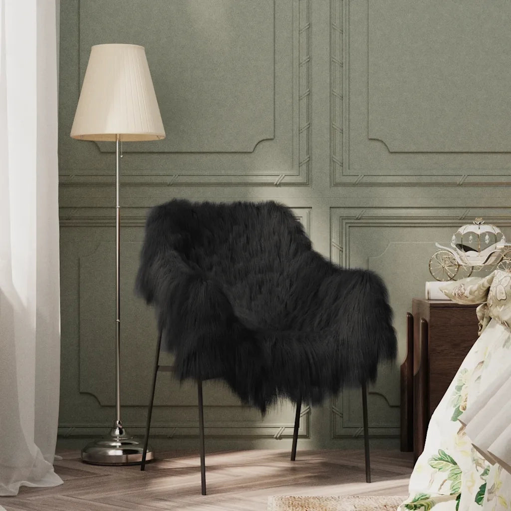 Fodera per Sedia in Pelle di Pecora Islandese Nera 70x110 cm 335854