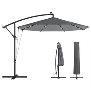 Ombrellone a Sbalzo da Giardino 3 m con Luci LED Solari ¨C zephmum ¨C Grigio