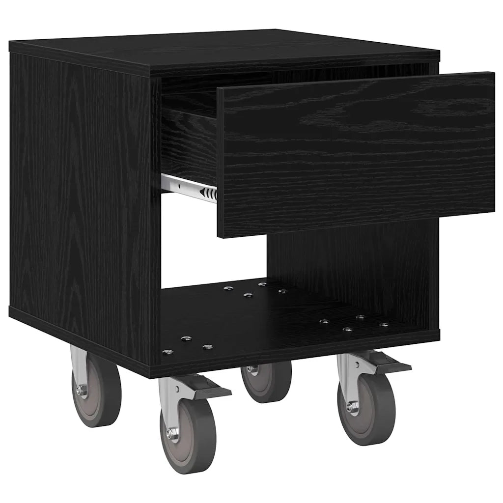 Comodino | Armadio da Notte | Mobiletto da notte Rovere Nero 40,5 x 40 x 48 cm Legno multistrato