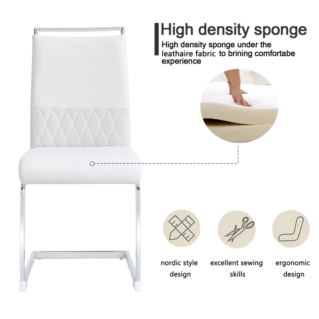 Sedia con schienale alto imbottito design ergonomico con piedini antigraffio metallo bianco 42 × 48 × 95 cm