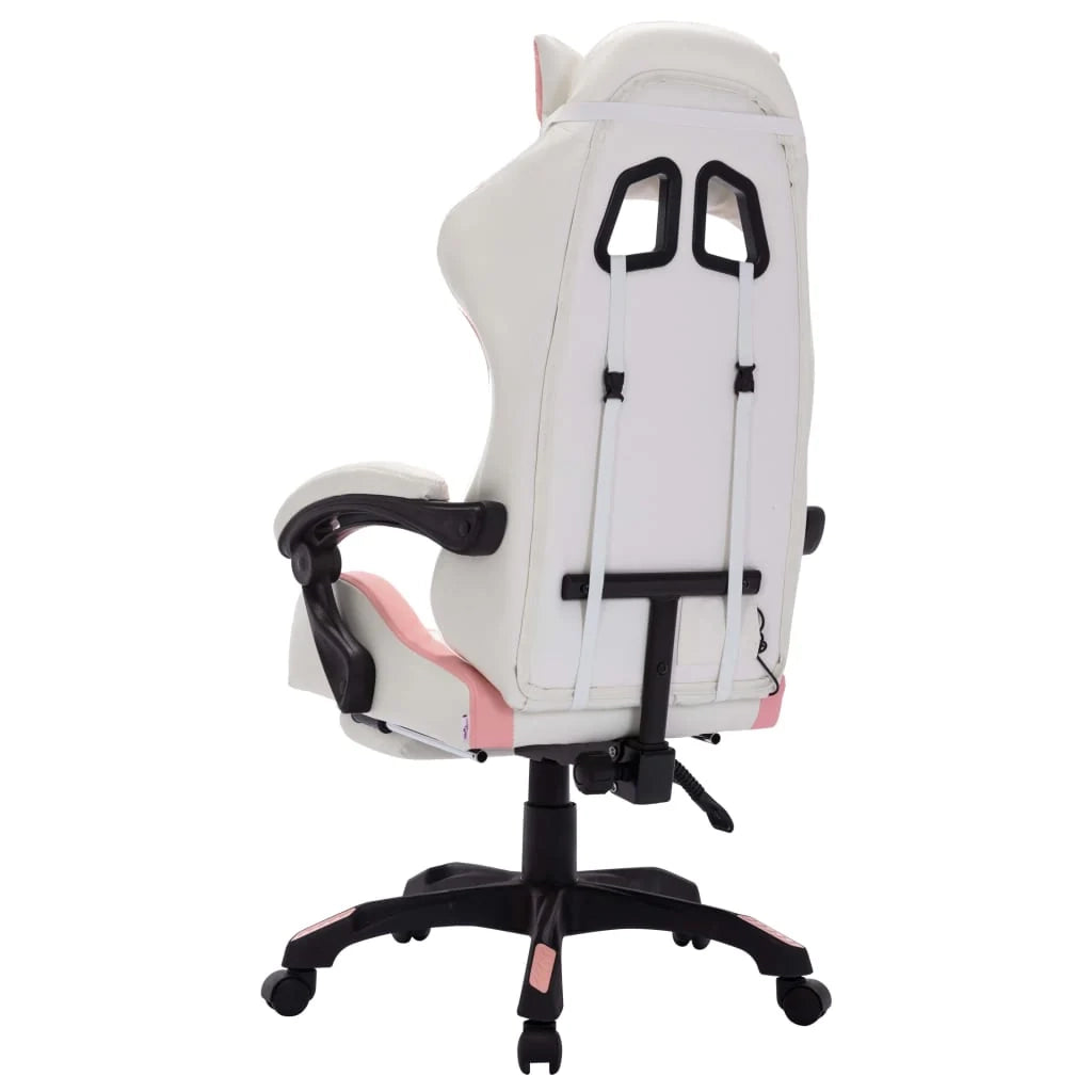 Sedia girevole da ufficio/studio per computer e videogiochi con illuminazione LED RGB rosa e similpelle rosa 02_0024211