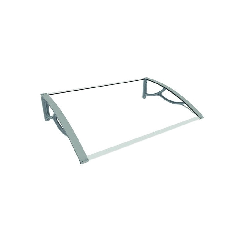 Pensilina Eco in policarbonato alveolare trasparente con braccia Grigie, 100x80x28 cm