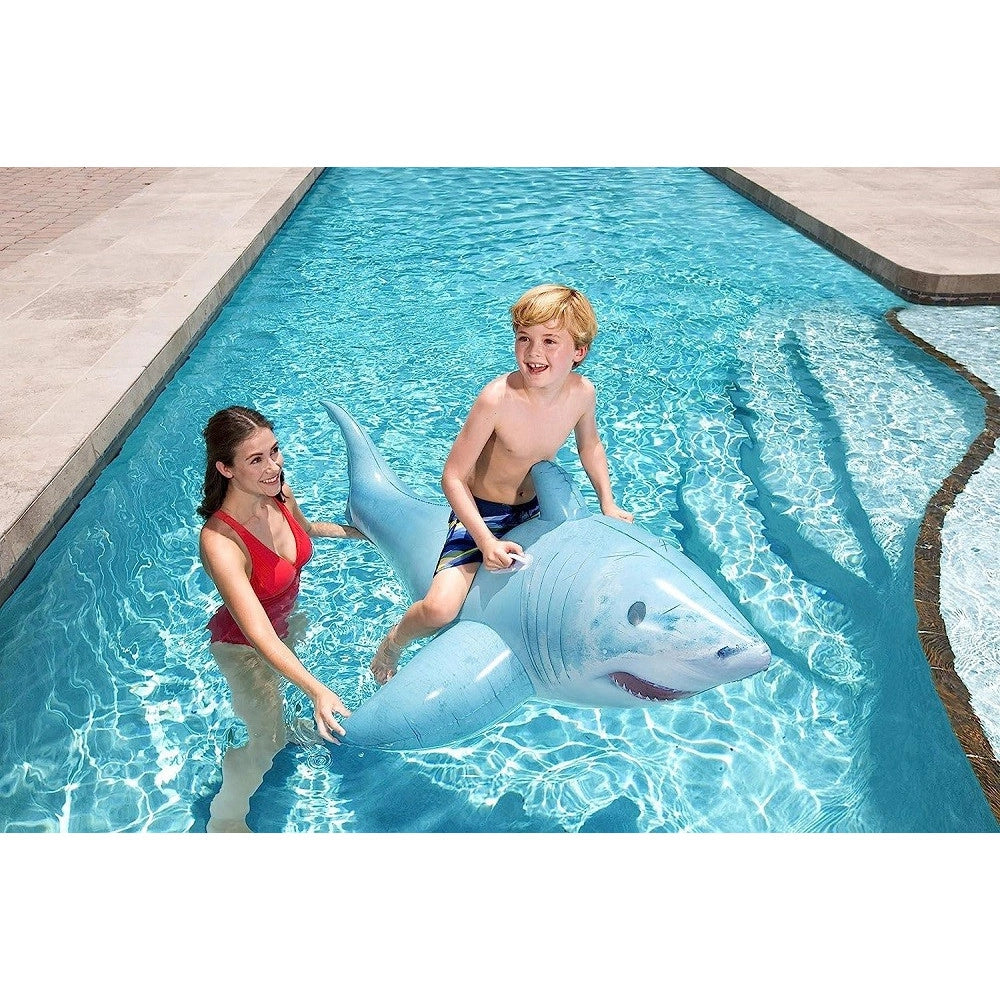 Trade Shop - Cavalcabile Gonfiabile A Forma Di Squalo 3d Con Maniglie 183x102cm Piscina 41405 -