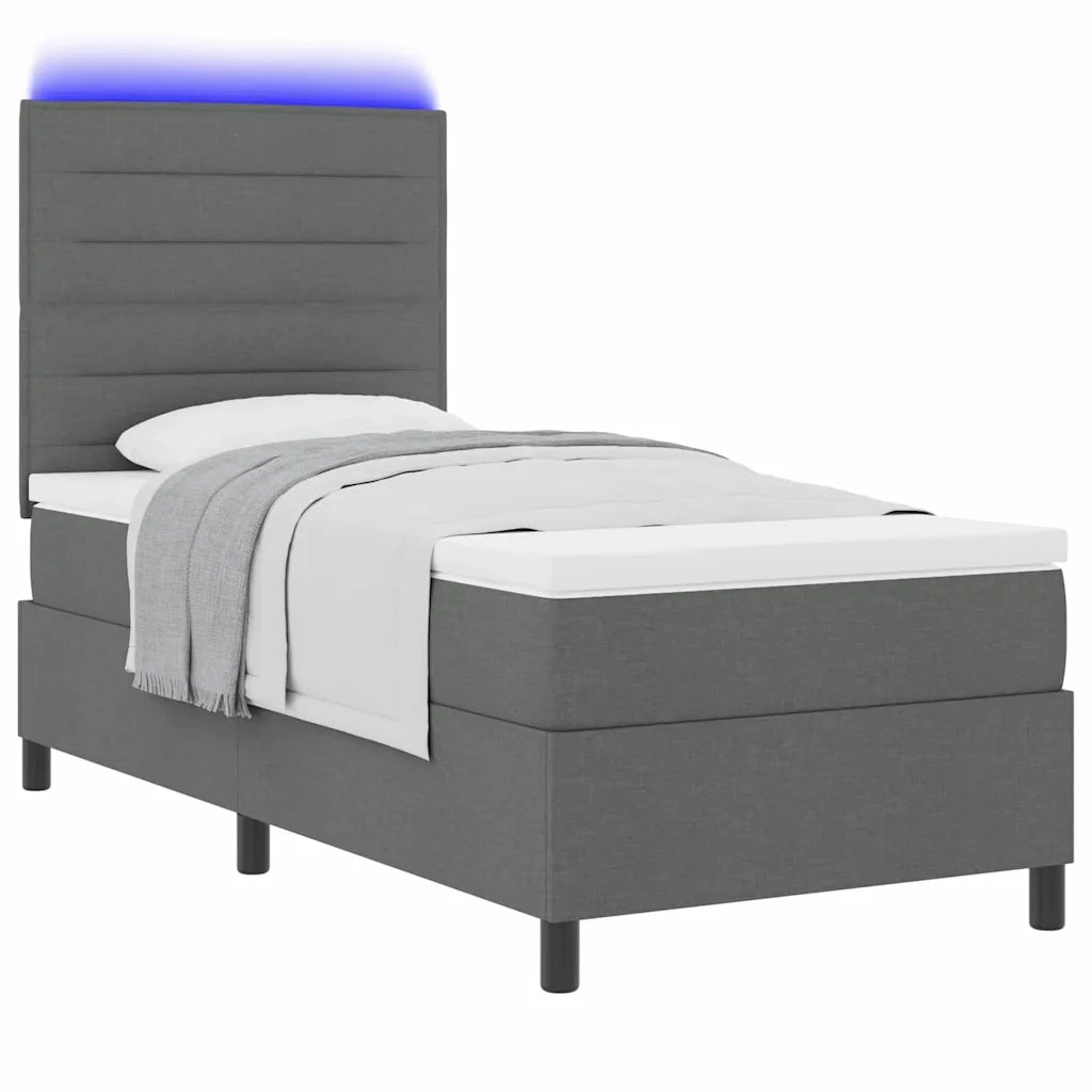 Letto a molle con materasso Grigio scuro 100 x 200 cm Tessuto