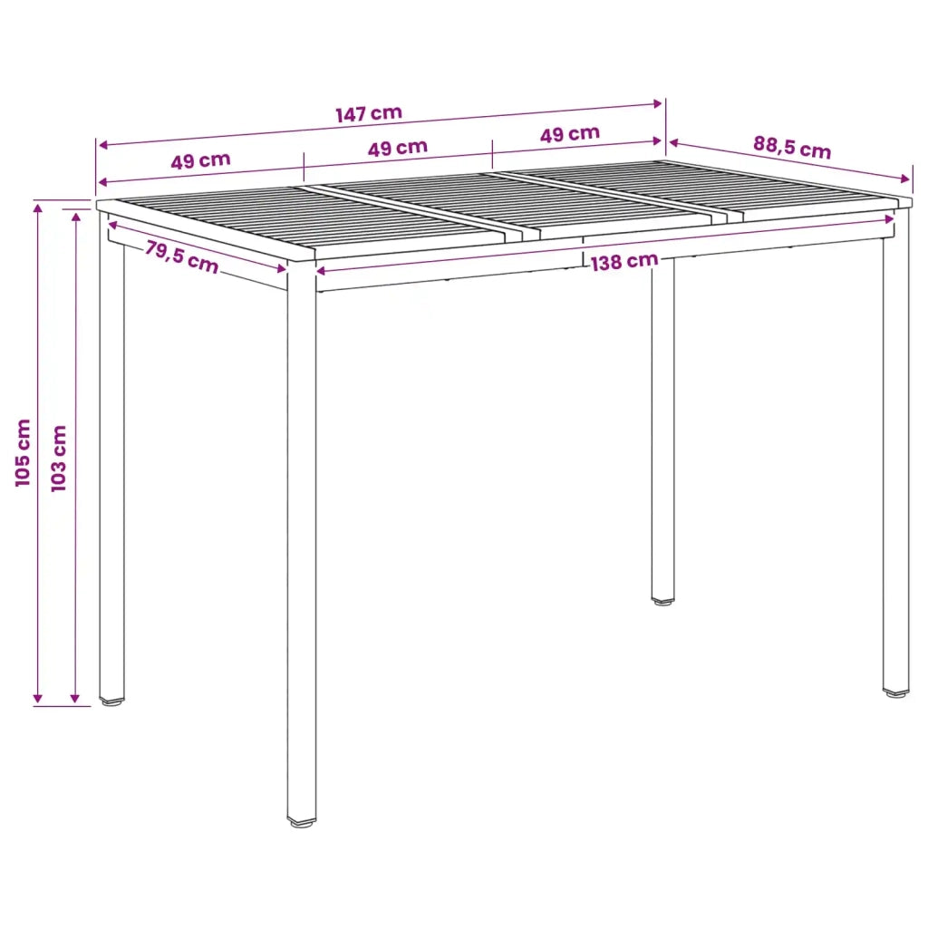 Tavolo Bar da Giardino Naturale e Nero 147 x 88,5 x 105 cm 901349
