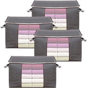Set di 4 Scatole di Deposito Sotto Letto Raffreddabili con Maniglia di Supporto Rafforzata
