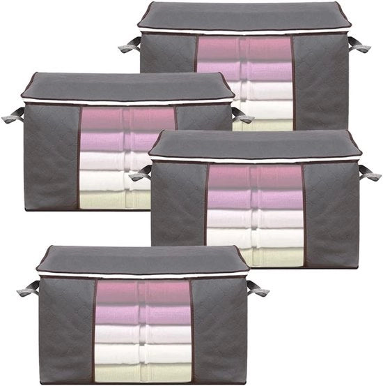 Set di 4 Scatole di Deposito Sotto Letto Raffreddabili con Maniglia di Supporto Rafforzata