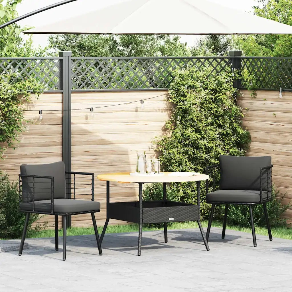 Sedie da Giardino con Cuscini 2 pz | Sedie da Esterno Nere in Polyrattan