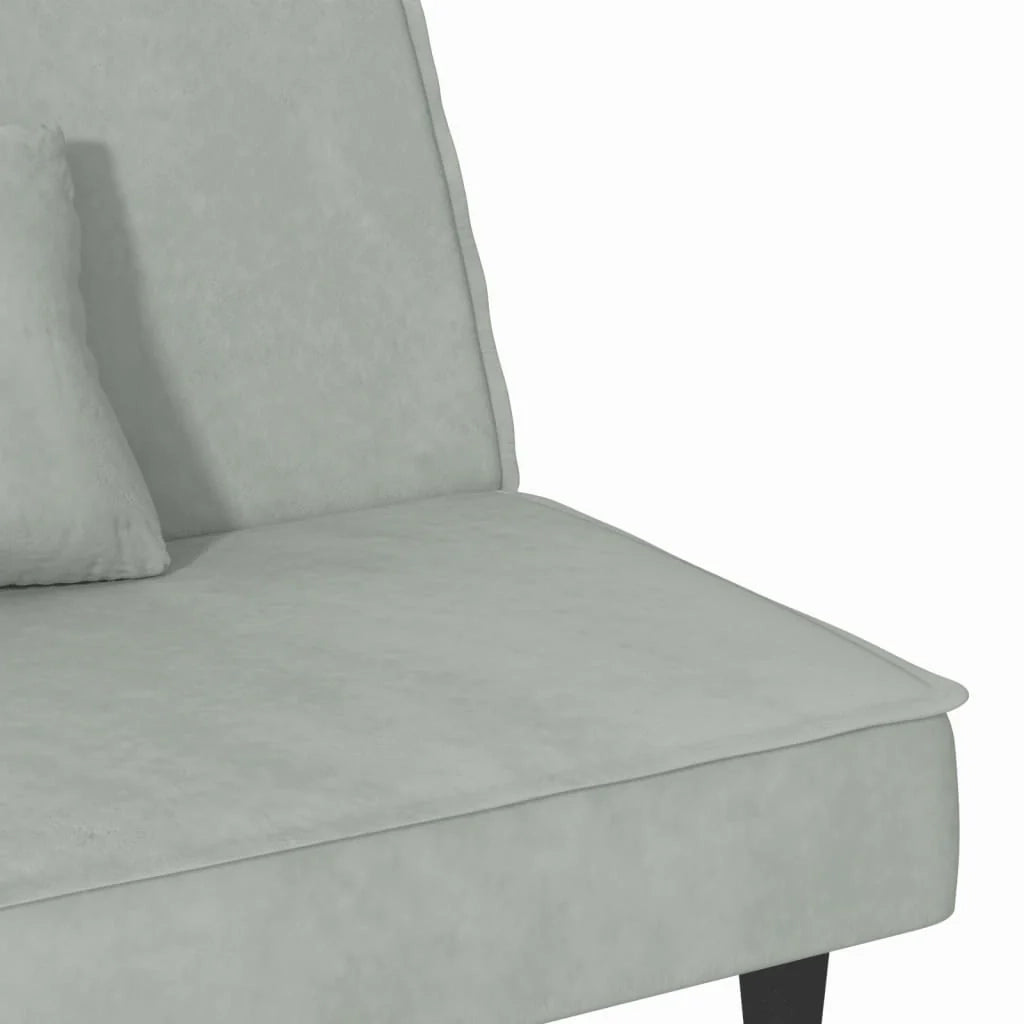 Divano letto 200 x 89 x 70 cm velluto grigio chiaro 02_0019834