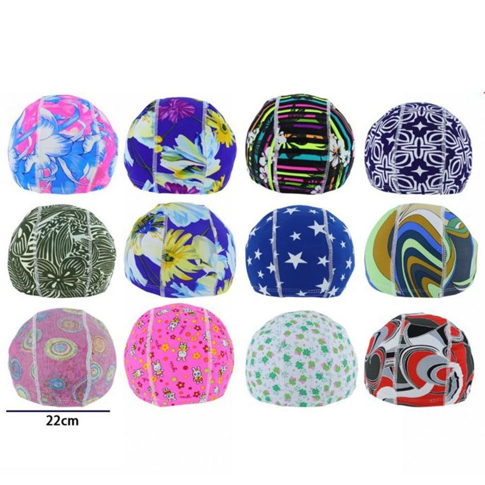Trade Shop - 3 Pz Cuffia Piscina Mare Nuoto Stampata Varie Fantasie Con Fascia Elastica 2cm -