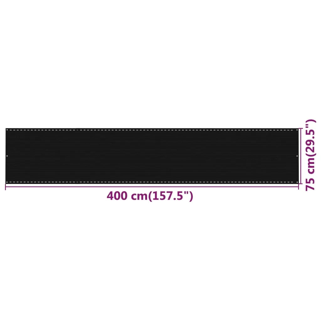 Paravento da Balcone-Pannello per balcone Nero 75x400 cm in HDPE