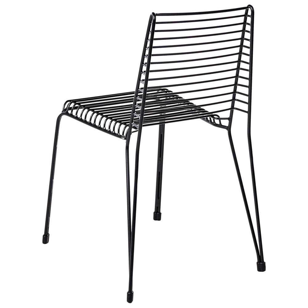 Set di 2 sedie da giardino con telaio in acciaio nero impilabili da esterno per patio stile moderno