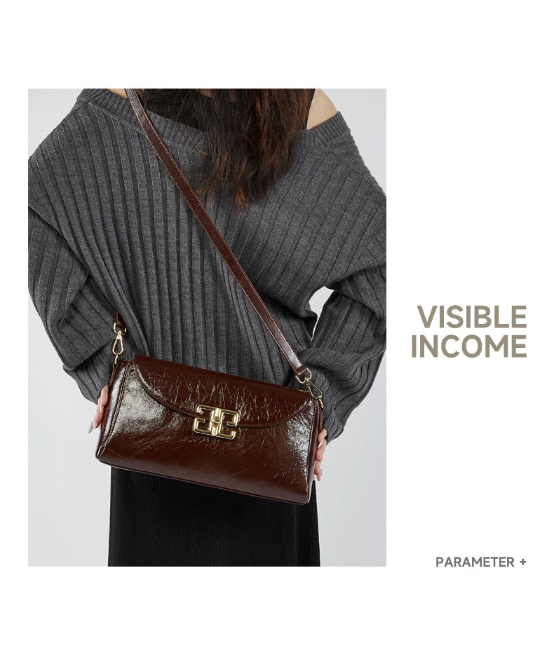 Borse a tracolla da donna in vera pelle, borse hobo alla moda marroni