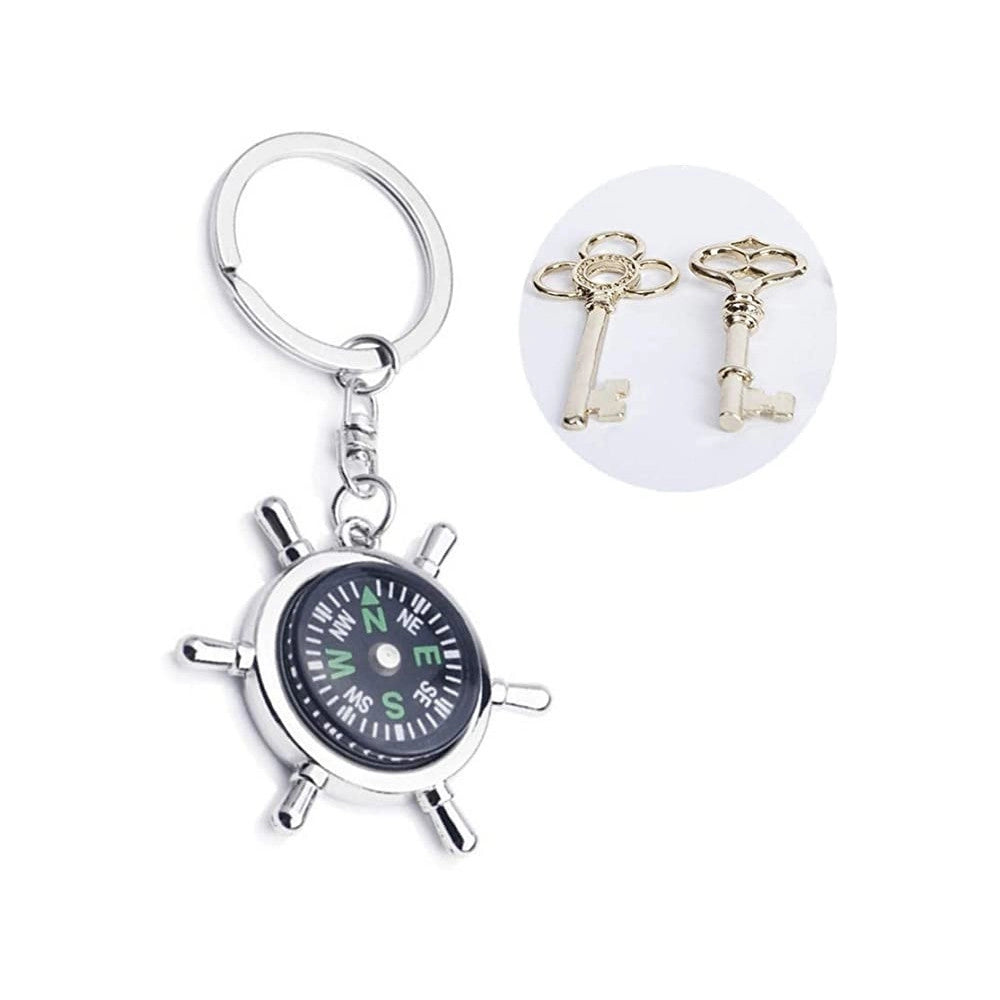Trade Shop - Portachiave Porta Chiave Bomboniere Forma Di Timone Con Bussola Accessorio Uomo -
