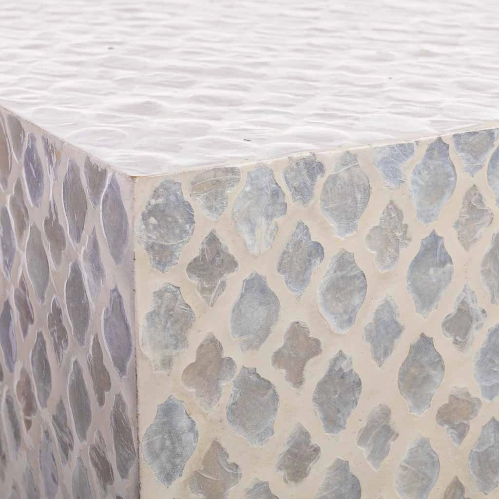Sgabello in legno e capiz beige 35x35x45h cm