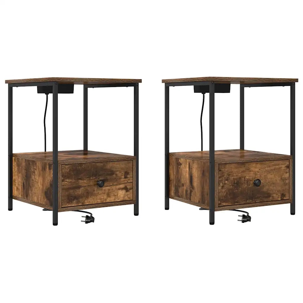 Armadio da Notte con cassetto 2 pcs Rovere fumé 42 x 41 x 56 cm 859435
