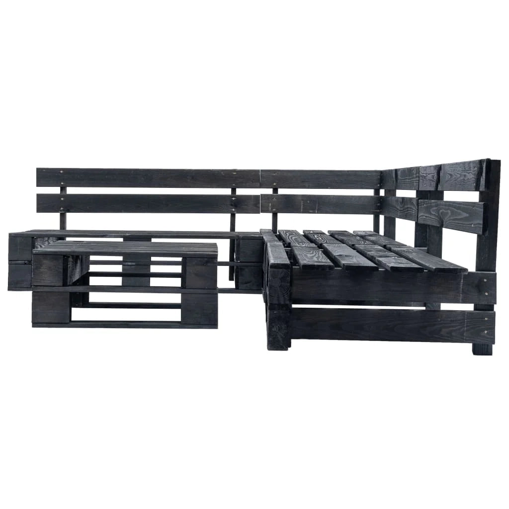Set di mobili da giardino per esterni set di mobili in pallet da 4 pezzi legno nero 02_0018383