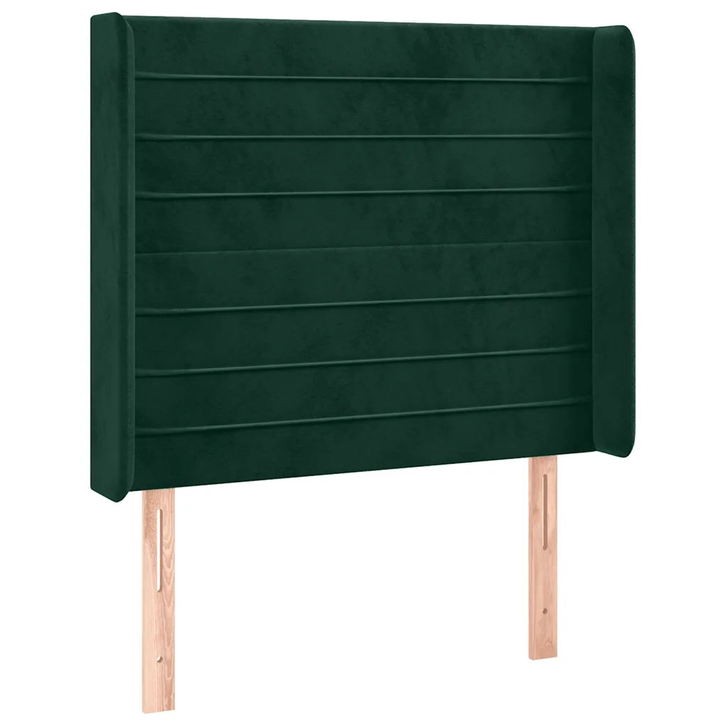 Testiera | Testata ad Orecchio Verde Scuro 103x16x118/128cm in Velluto