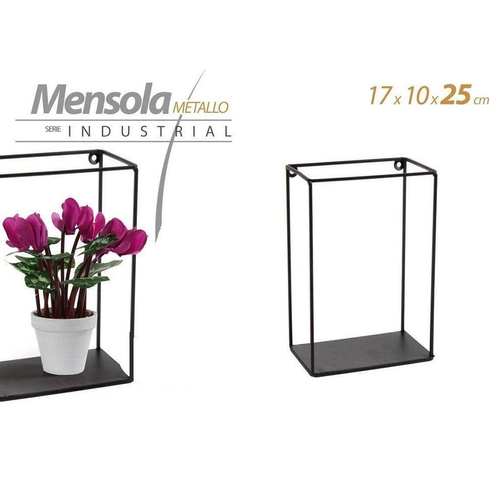 Trade Shop - Mensola Bacheca Parete Rettangolare In Metallo 17x10x25cm Nero Industrial 822179 -