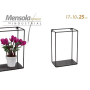 Trade Shop - Mensola Bacheca Parete Rettangolare In Metallo 17x10x25cm Nero Industrial 822179 -