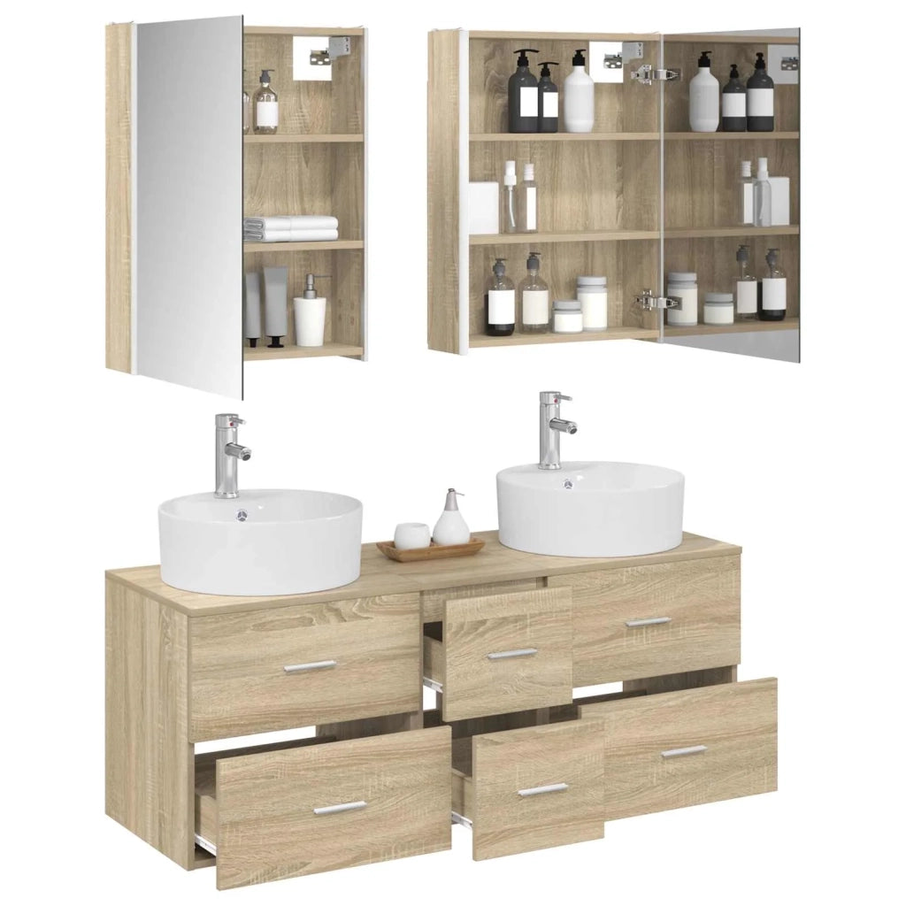 Set di mobili per il bagno 5 pcs Rovere Sonoma 3406929