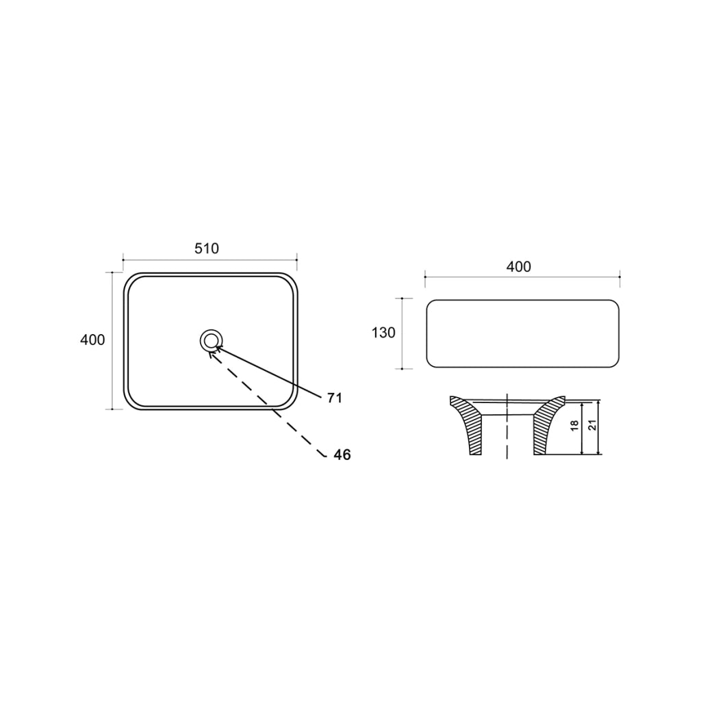 Lavabo da appoggio LINPH LA 72 51x40 bianco
