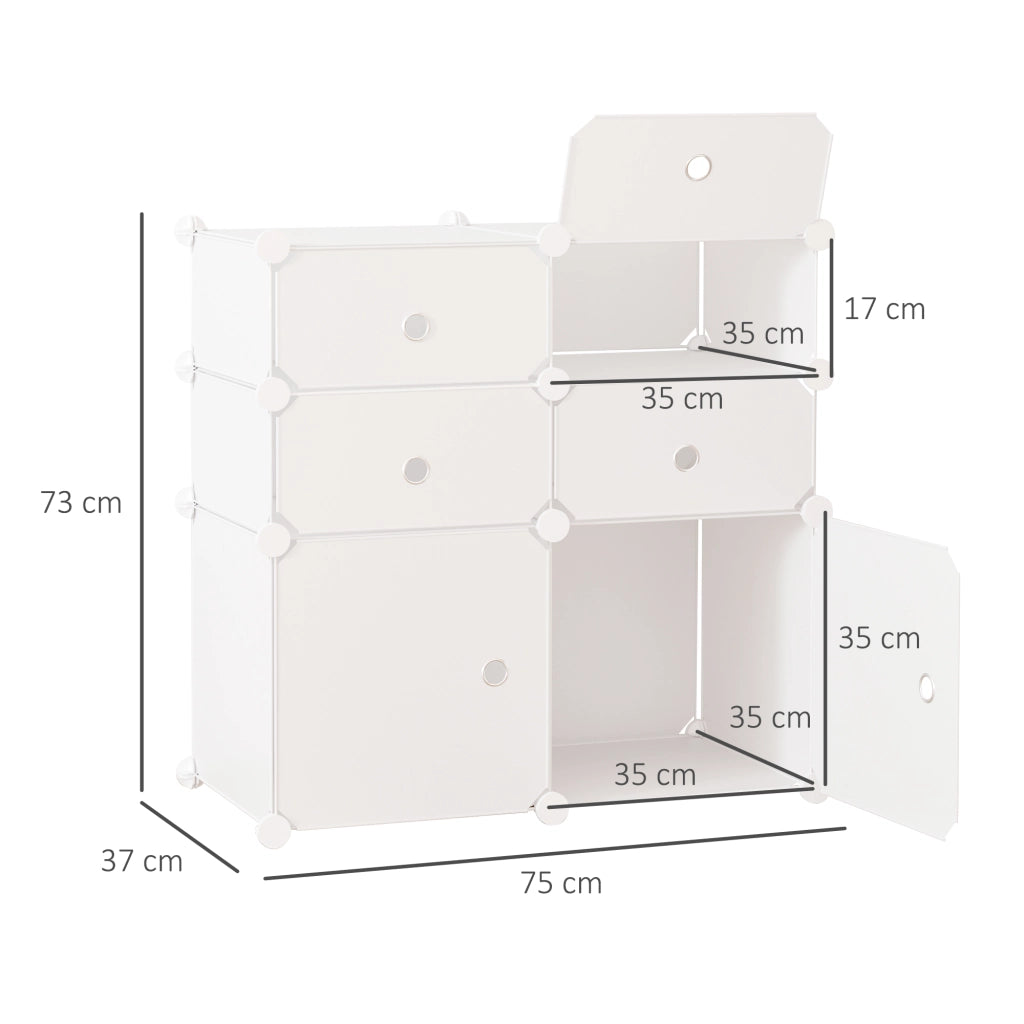 Armadio modulare 6 cubi plastica ¨C zephmum ¨C bianco 60x30x120