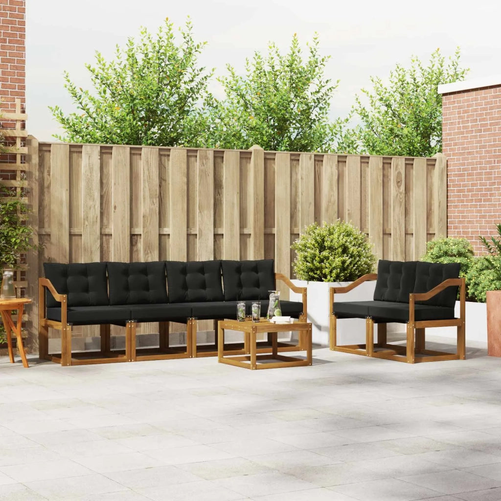 Set di divani da esterno con cuscino 7 pcs Naturale e Nero 3368435