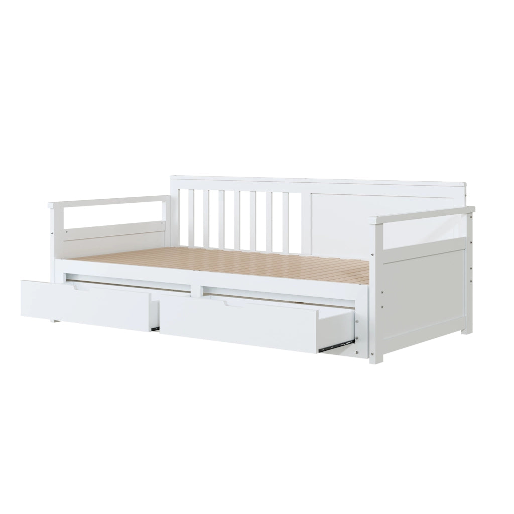 Letto estraibile con cassetti 90×190 cm e 180×190 cm; rete; senza materasso; legno; bianco