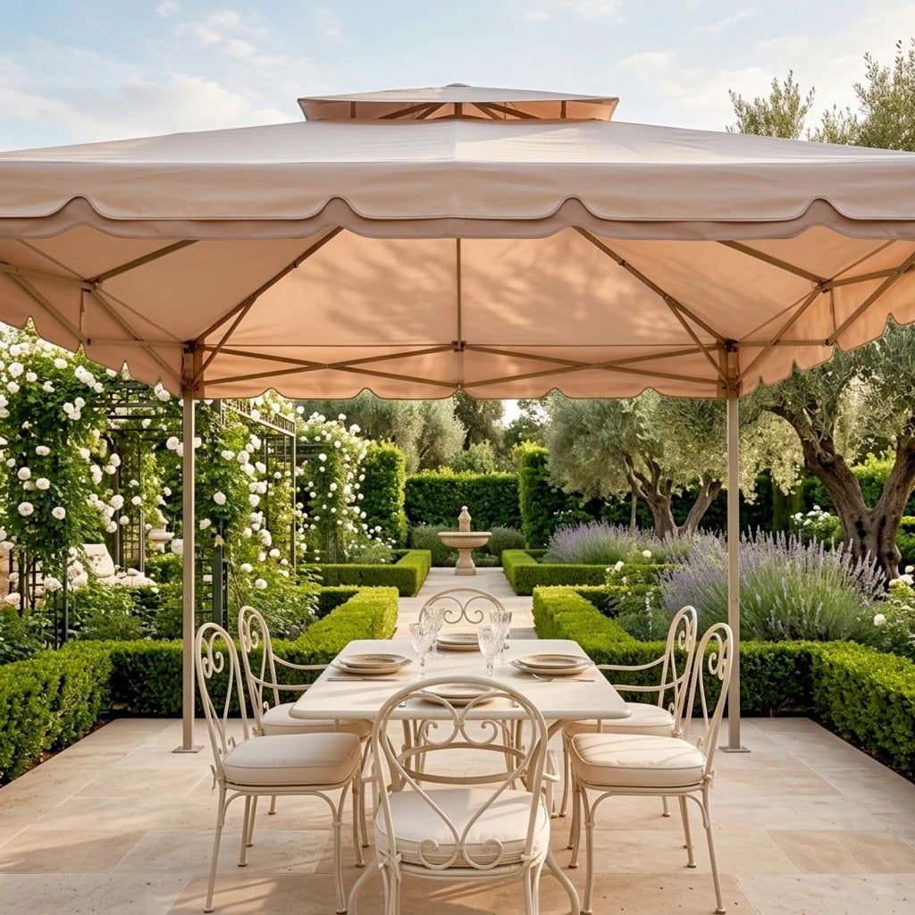 Telo Di Ricambio Per Gazebo 3x4 Metri Impermeabile In PVC Resistente A Sole Pioggia E Agenti Atmosferici Con Air Vent E Zanzariera Integrata Per Esterno Giardino Outdoor 300 x 400 Cm Beige