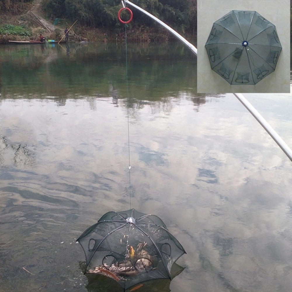 Trade Shop - Rete Da Pesca Pieghevole 8 Fori Nassa Trappola Pesci Granchi Gambero Ad Inganno -
