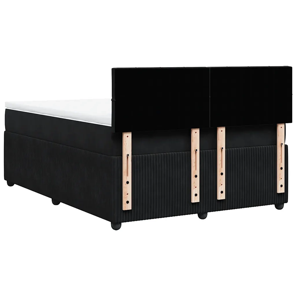 vidaXL Giroletto a Molle con Materasso Nero 160x200 cm in Velluto