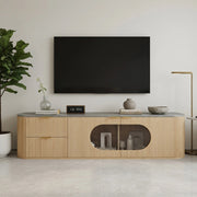 Cassettiera per TV in MDF con finitura naturale; lunghezza 172 cm