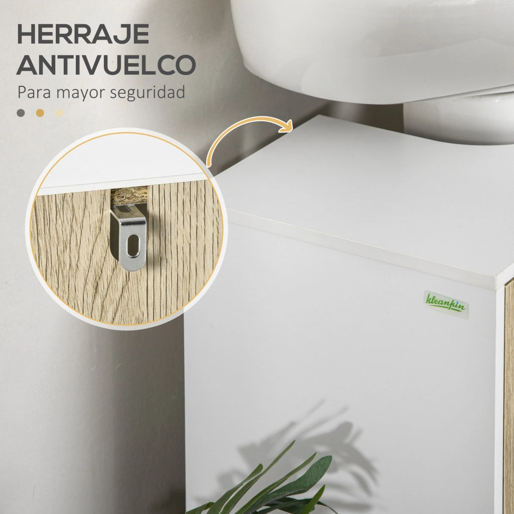 Mobiletto Sottolavabo ¨C Zephmum ¨C 60x30x60 cm Bianco Rovere