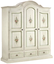 Armadio classico 3 porte bianco filo verde legno 185x62x220 (598) - Mobili 2G